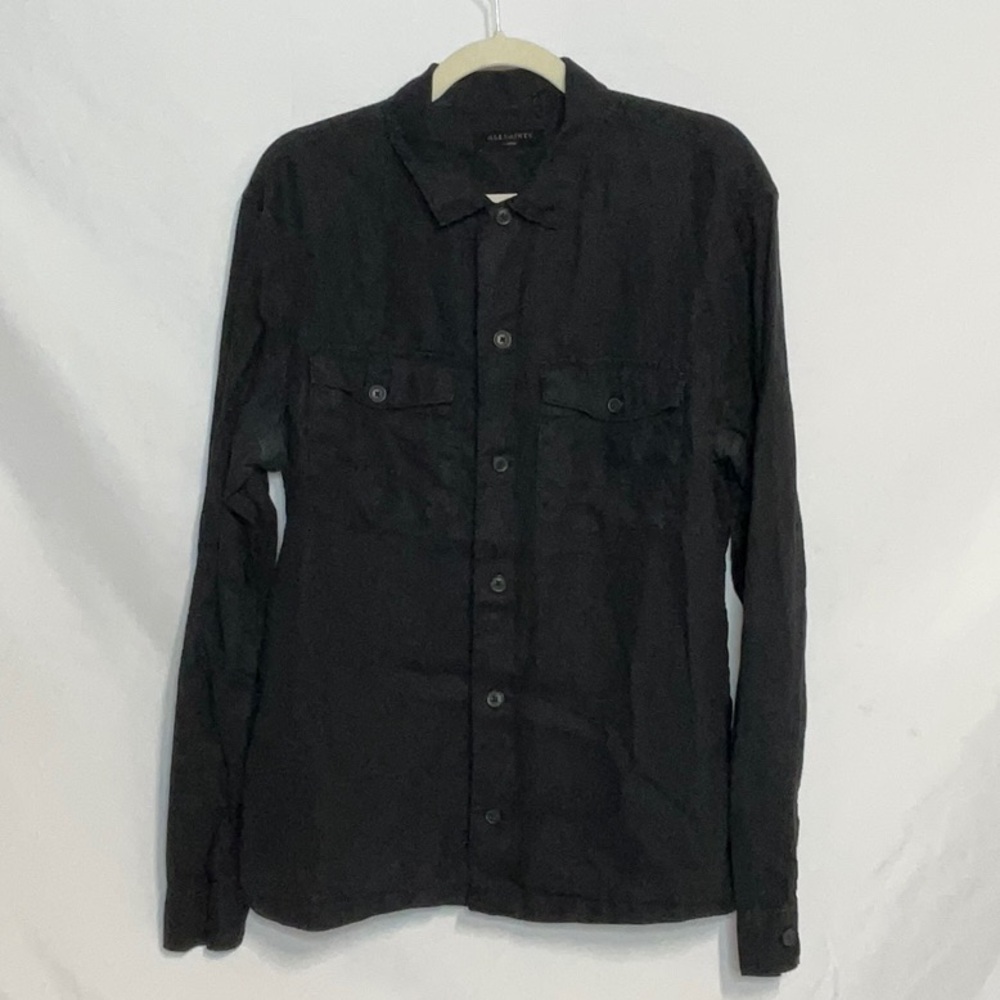 All Saints Black Linen Button Down Shirt Men’s L